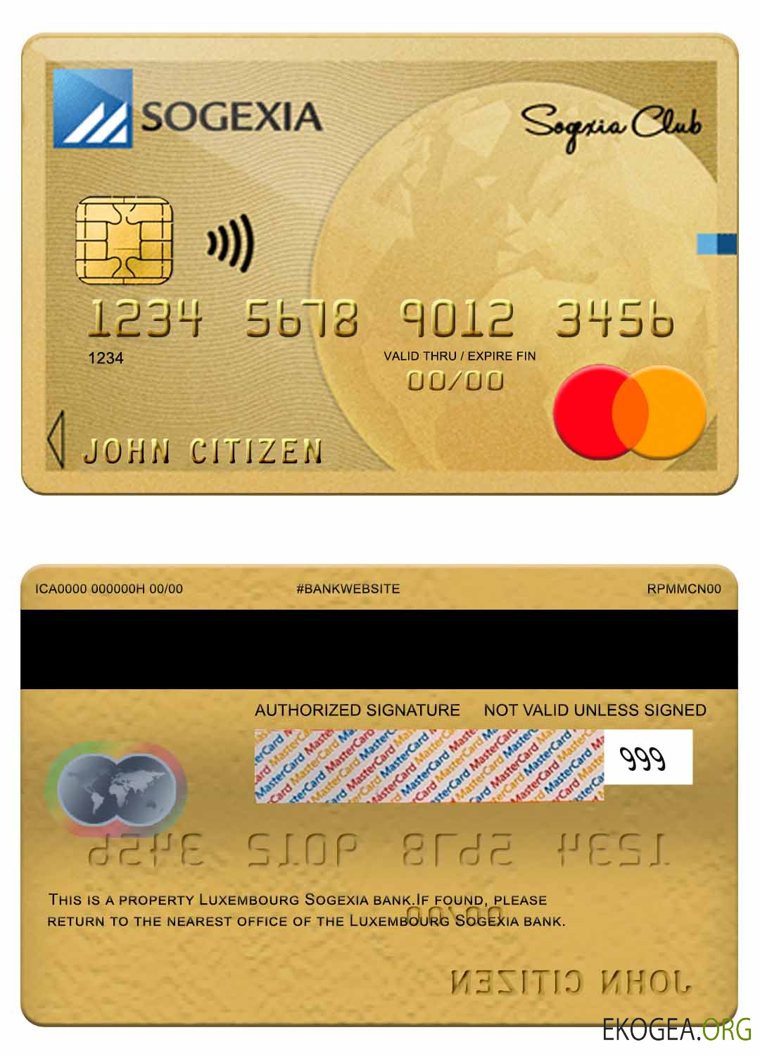 Mastercard de la banque Sogexia Luxembourg